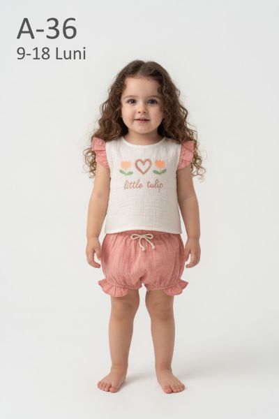 BEBLY KIDS Set bebeluși 9–18 luni cu imprimeu lalele