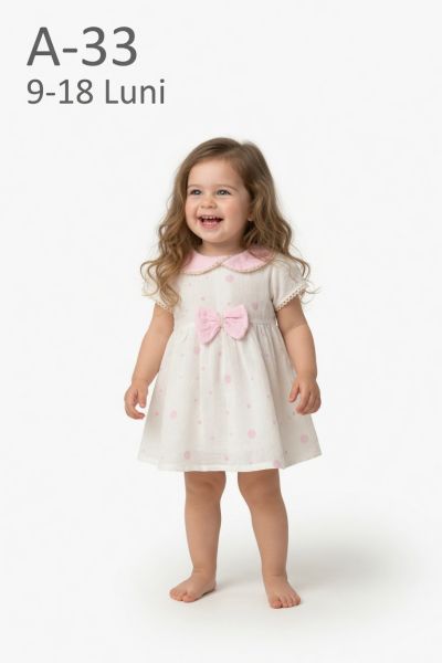 BEBLY KIDS Rochie 9–18 luni cu buline și fundiță