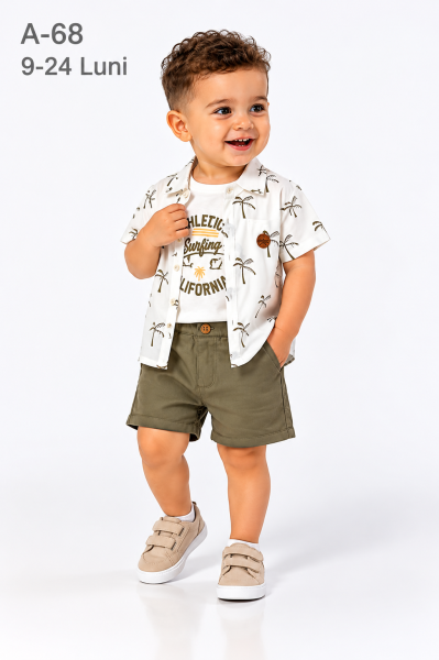 SANI KIDS Set bebeluși 9–24 luni cu șort și cămașă cu imprimeu palmieri