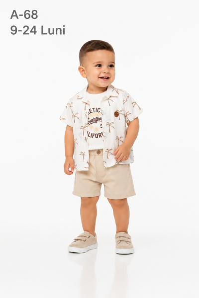 SANI KIDS Set bebeluși 9–24 luni cu șort și cămașă cu imprimeu palmieri